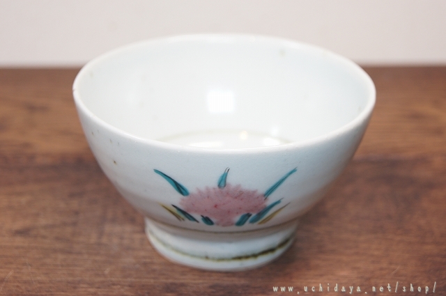砥部焼　中田窯　　くらわんか茶碗　（加彩花B）   　